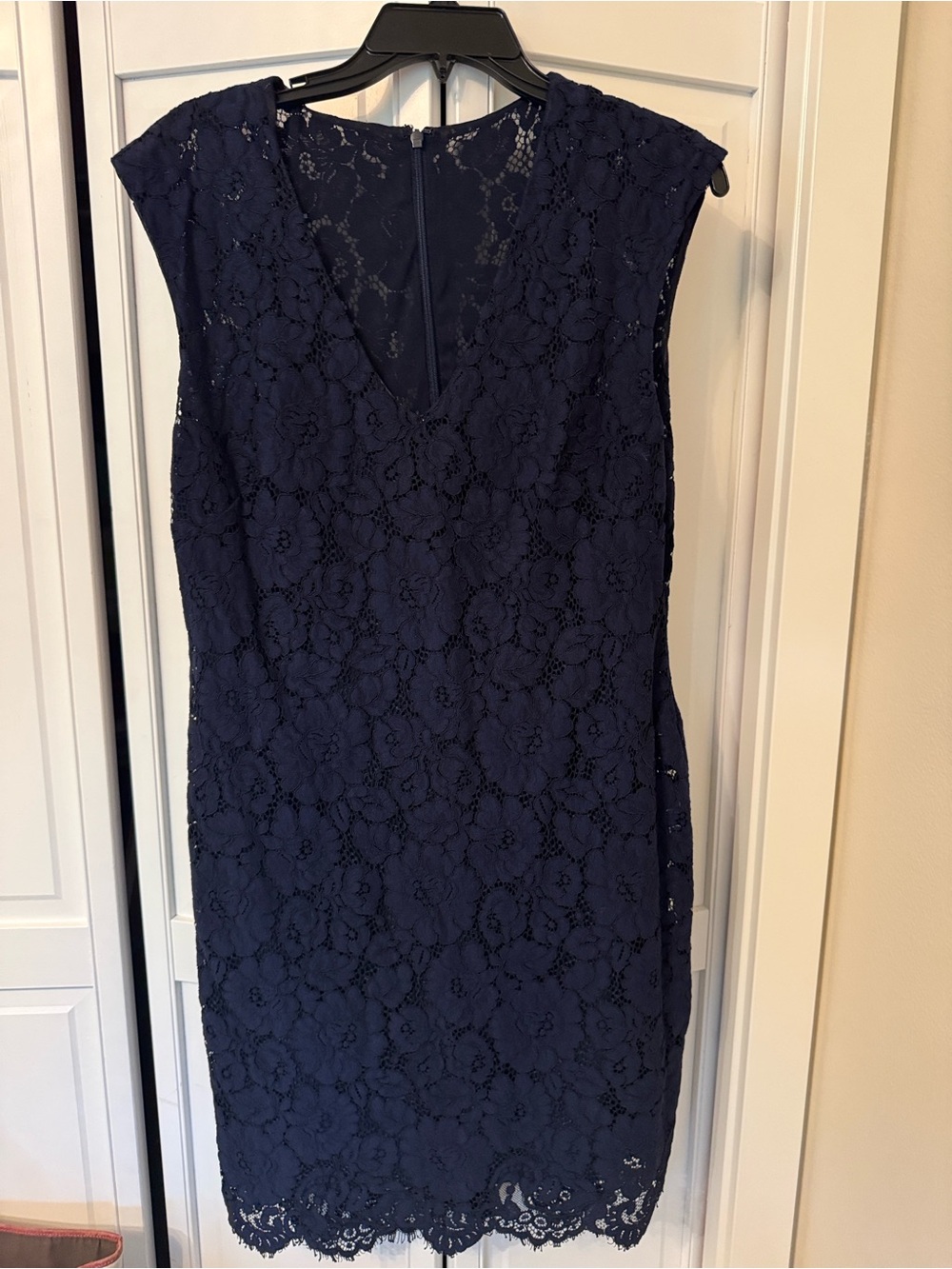 Ralph Lauren Navy Floral Lace V-Neck Sheath Dress